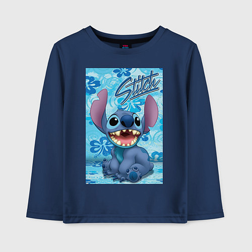Детский лонгслив Инопланетянин Стич / Тёмно-синий – фото 1
