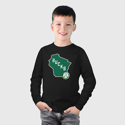 Детский лонгслив Bucks team / Черный – фото 3