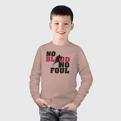 Лонгслив хлопковый детский Хоккей - нет крови нет фола, цвет: пыльно-розовый — фото 2