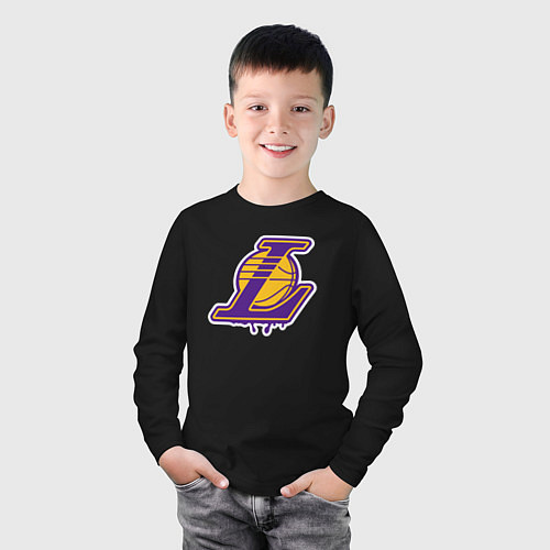 Детский лонгслив Lakers team / Черный – фото 3