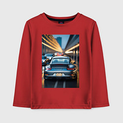 Лонгслив хлопковый детский Porsche 911 в городе, цвет: красный