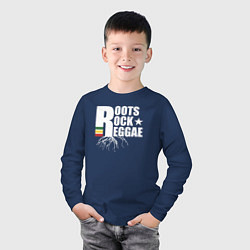 Лонгслив хлопковый детский Roots reggae, цвет: тёмно-синий — фото 2