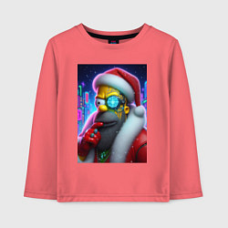 Лонгслив хлопковый детский Simpson Claus - cyberpunk, цвет: коралловый