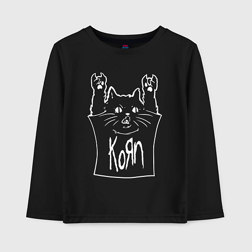 Детский лонгслив KoЯn - cat rock / Черный – фото 1