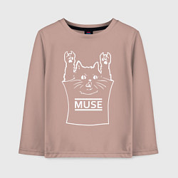 Лонгслив хлопковый детский Muse - cat rock, цвет: пыльно-розовый