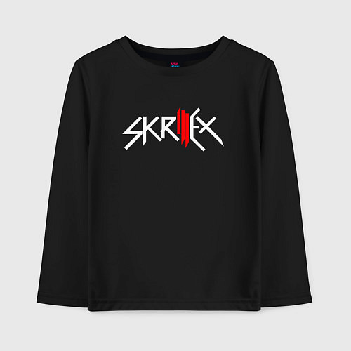 Детский лонгслив Skrillex - logo / Черный – фото 1