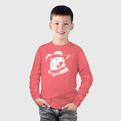 Лонгслив хлопковый детский Белый медведь ковбой, цвет: коралловый — фото 2