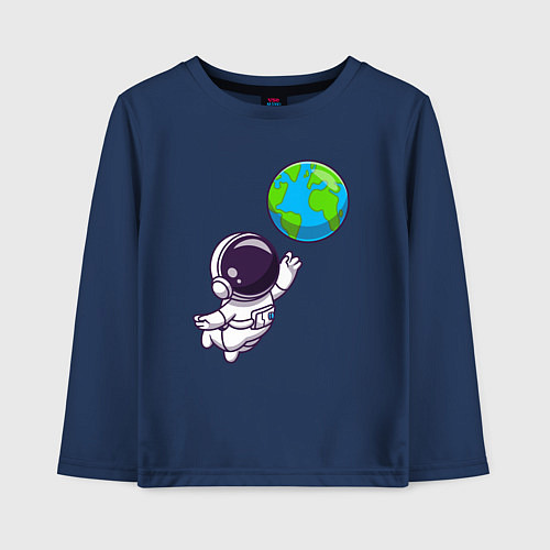 Детский лонгслив Прикосновение планеты / Тёмно-синий – фото 1
