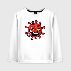Лонгслив хлопковый детский Забавный вирус, цвет: белый