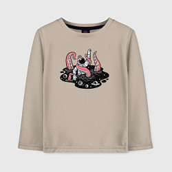 Лонгслив хлопковый детский Схватка с космическим осьминогом, цвет: миндальный
