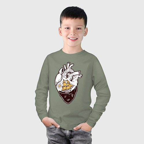 Детский лонгслив Сердце корабля / Авокадо – фото 3