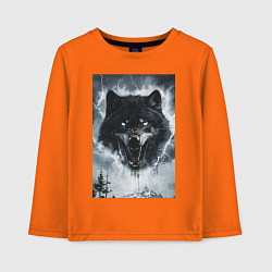 Детский лонгслив Волк с оскаленной пастью
