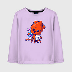 Лонгслив хлопковый детский Химик осьминог, цвет: лаванда