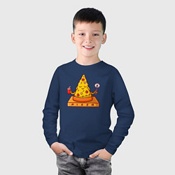Лонгслив хлопковый детский Pizza yoga, цвет: тёмно-синий — фото 2