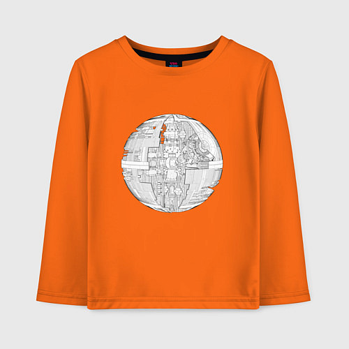 Детский лонгслив Звезда смерти чертёж / Оранжевый – фото 1