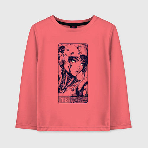Детский лонгслив Футуристичная кибернетическая девушка / Коралловый – фото 1