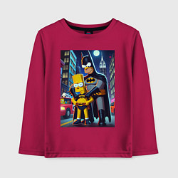 Лонгслив хлопковый детский Batsimpson with son Bart - ai art fantasy, цвет: маджента