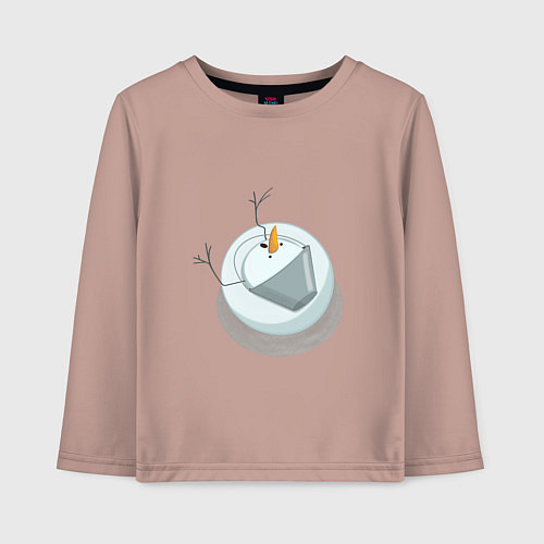 Детский лонгслив Снеговик вид сверху / Пыльно-розовый – фото 1