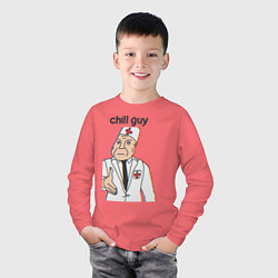 Лонгслив хлопковый детский Чиловый парень дурка, цвет: коралловый — фото 2