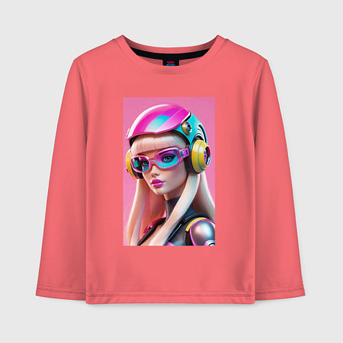 Детский лонгслив Sweet Barbie - cyberpunk / Коралловый – фото 1