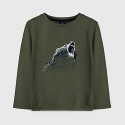 Лонгслив хлопковый детский Бурый в гневе, цвет: меланж-хаки