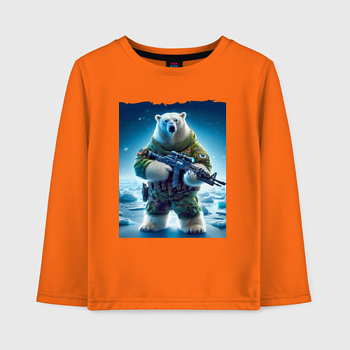 Детский лонгслив Polar bear - special forces / Оранжевый – фото 1
