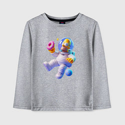 Лонгслив хлопковый детский Гомер Симпсон в открытом космосе, цвет: меланж