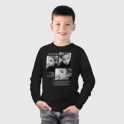 Лонгслив хлопковый детский Taehyung bts black-white, цвет: черный — фото 2