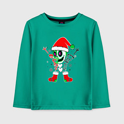 Лонгслив хлопковый детский Скелетон нг, цвет: зеленый