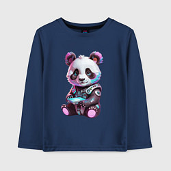 Лонгслив хлопковый детский Funny panda - cyberpunk fantasy, цвет: тёмно-синий
