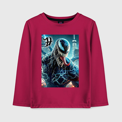 Детский лонгслив Venom in New York city - ai art fantasy / Маджента – фото 1
