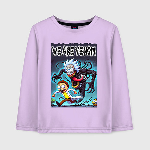 Детский лонгслив Веном вселился в Рика - нейрошутка / Лаванда – фото 1