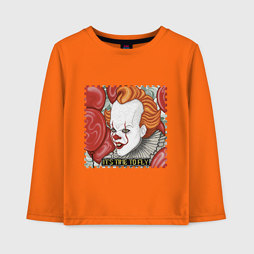 Детский лонгслив Пиксельный Пеннивайз / Оранжевый – фото 1