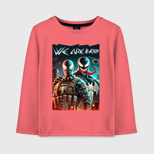 Детский лонгслив We are Venom - meme / Коралловый – фото 1