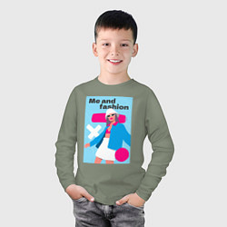 Лонгслив хлопковый детский Я и мода pop art, цвет: авокадо — фото 2