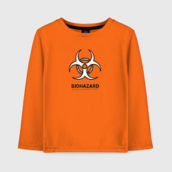 Лонгслив хлопковый детский Biohazard черно белый, цвет: оранжевый