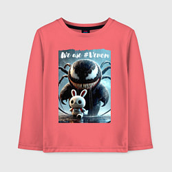 Лонгслив хлопковый детский Мультяшный Веном присмотрел себе кролика - мем, цвет: коралловый