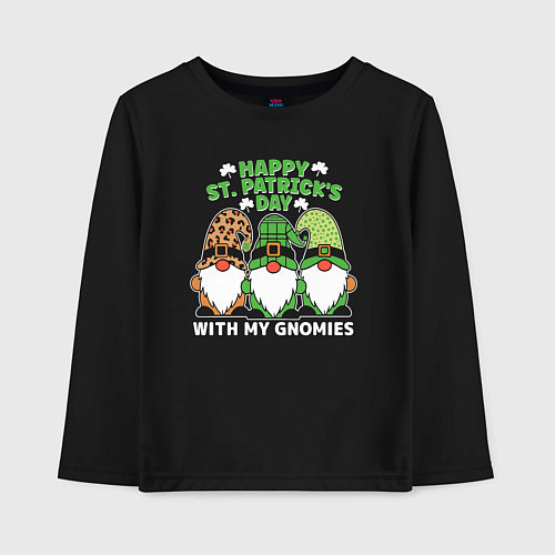 Детский лонгслив Happy St Patricks day - dwarves / Черный – фото 1