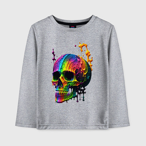 Детский лонгслив Череп в краске / Меланж – фото 1