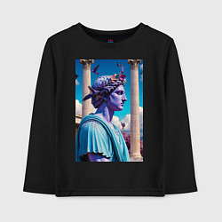 Лонгслив хлопковый детский Античный герой и архитектура, цвет: черный