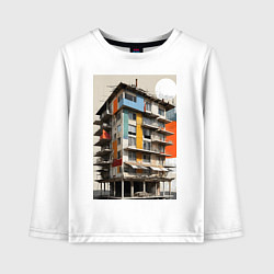 Лонгслив хлопковый детский Старая панелька, цвет: белый
