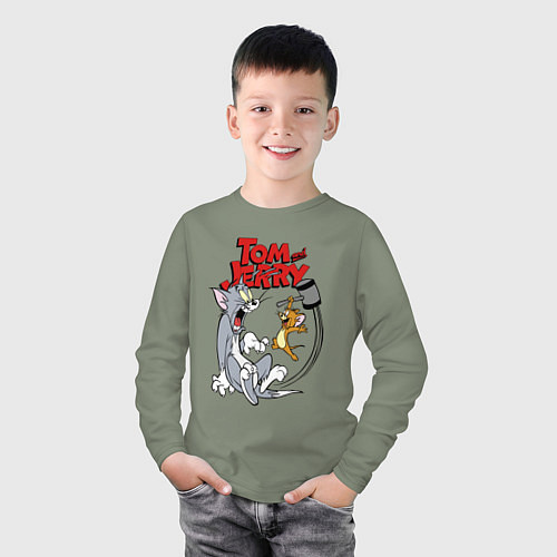 Детский лонгслив Том и Джерри - кувалда / Авокадо – фото 3