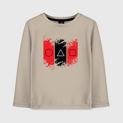 Лонгслив хлопковый детский Squid game logos, цвет: миндальный