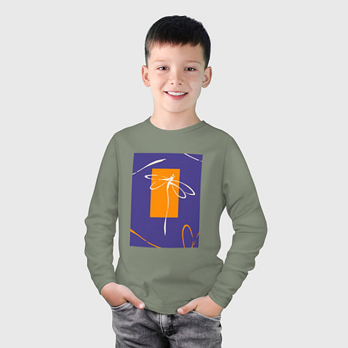 Детский лонгслив Силуэт стрекозы-коллаж / Авокадо – фото 3