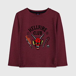 Лонгслив хлопковый детский Stranger things - hellfire club, цвет: меланж-бордовый