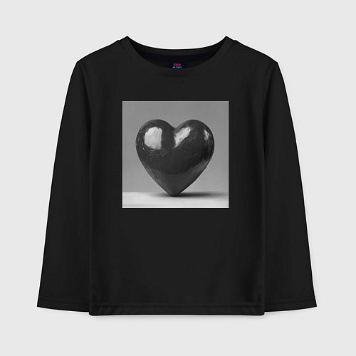 Детский лонгслив Большое чёрное сердце / Черный – фото 1