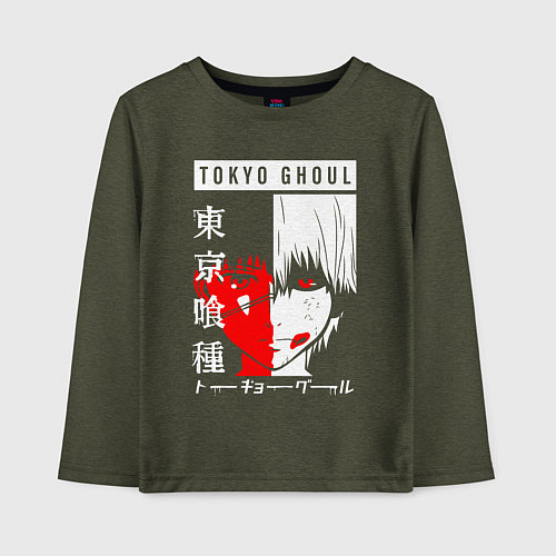 Детский лонгслив Токийский Гуль 1000-7 / Меланж-хаки – фото 1