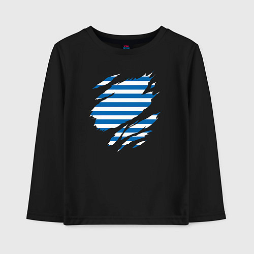 Детский лонгслив Порванная тельняшка / Черный – фото 1