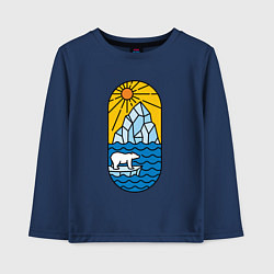 Лонгслив хлопковый детский Мишка на льдине, цвет: тёмно-синий