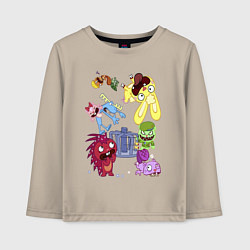 Лонгслив хлопковый детский Happy three friends - carousel, цвет: миндальный
